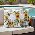 thumbnail image 2 of Outdoor Pillow Cover Yellow White Sunflower Set of 2 Waterproof Throw Pillowcases Watercolor Wreath Decorative Patio Furniture Pillows for Couch Garden Indoor & Outdoor Use, 2 of 9