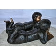 thumbnail image 2 of Nifao Young Kids Laying and Reading Cheerfully Bronze Statue Set – Home Decor Sculpture, 20"L x 13"W x 8"H, 2 of 11