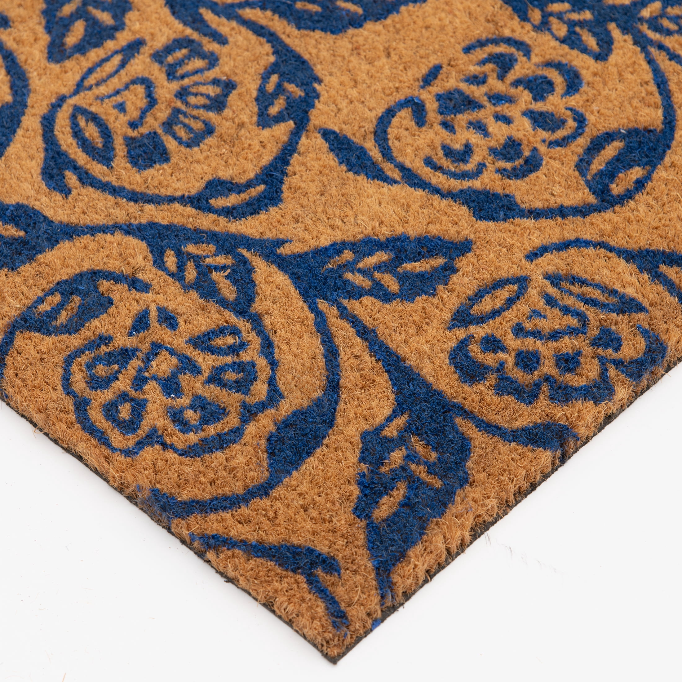 Mainstays by Becky G. & Alejandra Coir Outdoor Mat, Blue Floral, 18 in x 30 in