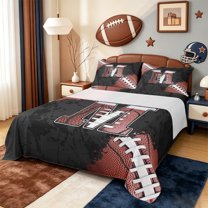 Manfei Football Queen Sheet Set,Rugby Letter M Ball Sport,4-Piece ...