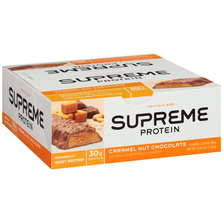 Supreme Protein Caramel Nut Chocolate Bars, 12ct
