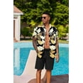 thumbnail image 6 of COOFANDY Men's Hawaiian Matching Set Summer Beach 2 Piece Outfits Flower Button Down Shirts and Shorts, 6 of 8