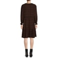 thumbnail image 5 of Blu White Blu Women's Smocked Shoulder Plaid Dress, 5 of 5
