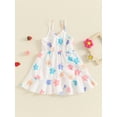 thumbnail image 4 of Caoirhny Toddler Girls Summer Dress Casual Floral/Strawberry Print Sleeveless A-Line Ruffles Dress for Beach Party Cute Clothes, 4 of 9