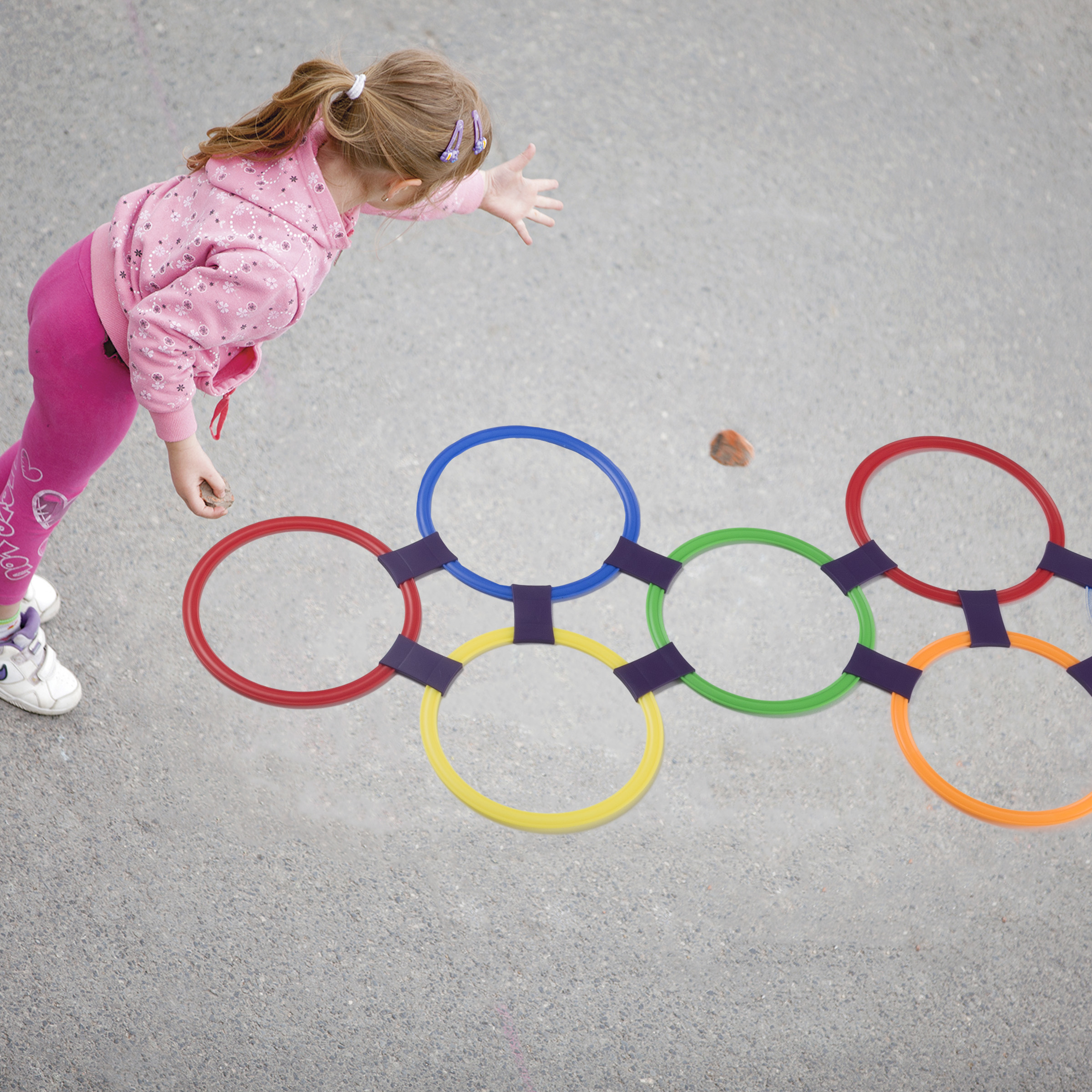 Gioco Dell'Onda Hopscotch Da Esterno E Interno: 10 Cerotti Colorati Da 28 Cm Con Connettori Per Bambini E Bambine
