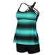 thumbnail image 5 of Las mujeres a rayas más tankini top tankshorts tamaño traje de baño 2 piezas verde s Sunnimix traje de baño tankini para mujer, 5 of 8