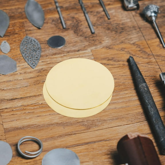 SOPOTUTU 2pcs Golden Brass Metal Disks for Crafts, Projects, Jewelry Making, and Stylish Accessories
