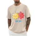 thumbnail image 2 of Camisas de Manga Larga para Hombres Imprimir Casual Cuello Redondo Blusa de Manga Corta, Camisas de Lino para Hombres, 2 of 8