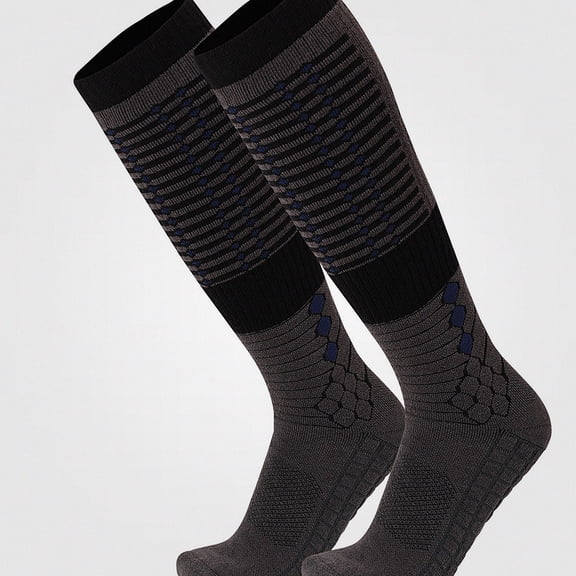 Babcutegg Mens Thermal Wool Ski Socks Knee High Warm Winter Hiking Socks with Cushioned Sole Dark Gray Size L