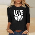 thumbnail image 2 of QATAINLAV Chandails pour Femmes à Manches 3/4, Mode, Imprimé Cœur, Col Ras du Cou, Chandails à Enfiler, Hauts Décontractés pour Sorties, Tenue de Jour de Match, Ventes Prime Day, Noir G, 2 of 5