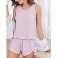 thumbnail image 5 of Ekouaer 2 Pieces Womens Tank Top Pajamas Set Soft Sleepwear Sleeveless Cami and Shorts Summer Loungewear Pjs Set, 5 of 6