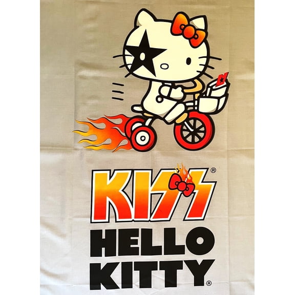 1 Panel - Hello Kitty KISS Cotton Fabric Panel (Great for Quilting, Sewing, Craft Projects, Wall Hangings, and More) 36" X 44"