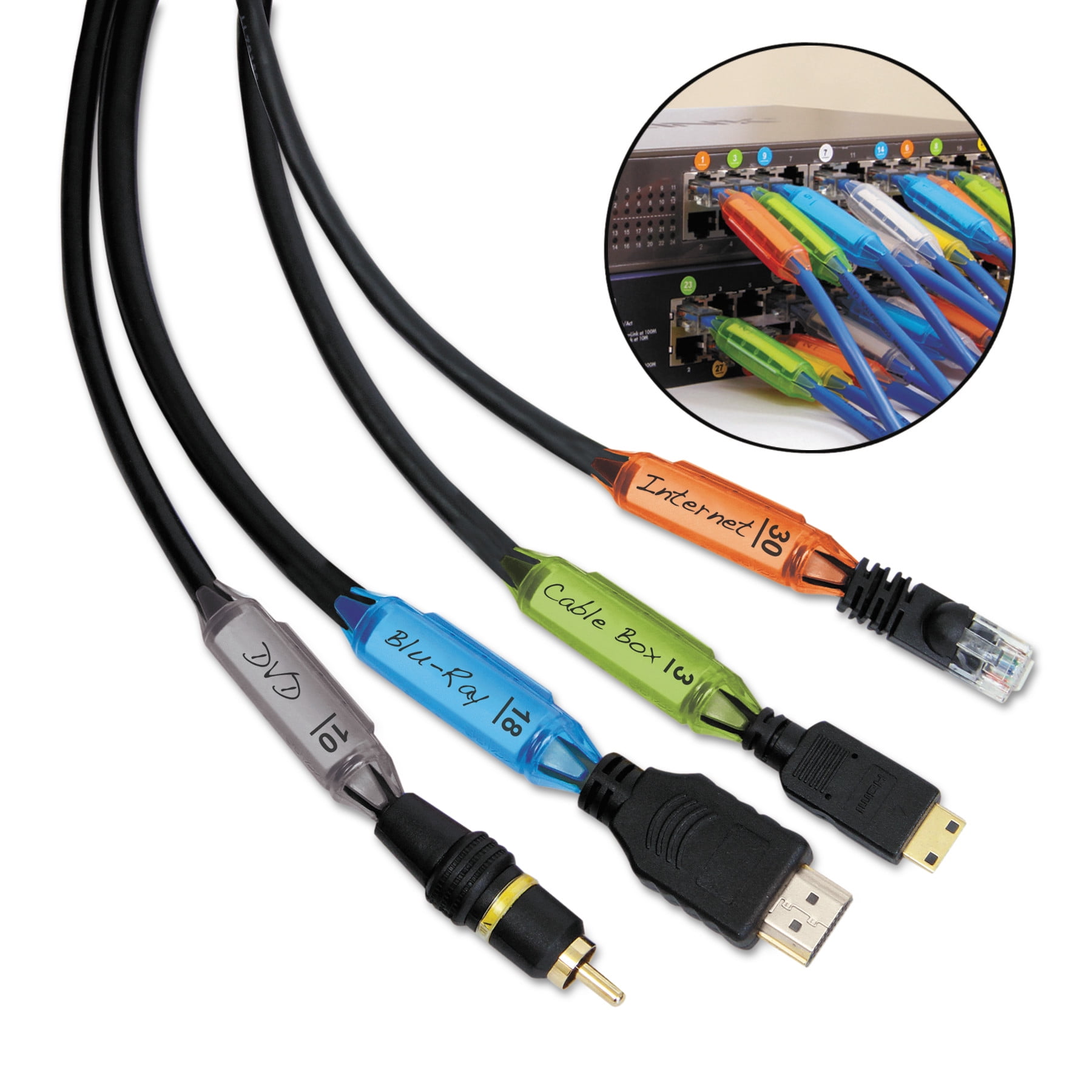12 per Pack Assorted Colors ID Pro Cord and Cable Identification System 