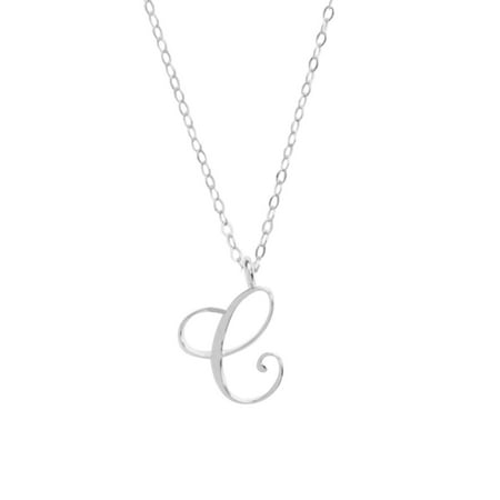 

Ladies Classic Silver 26 English Letter Initials Clavicle Chain Pendant Necklace