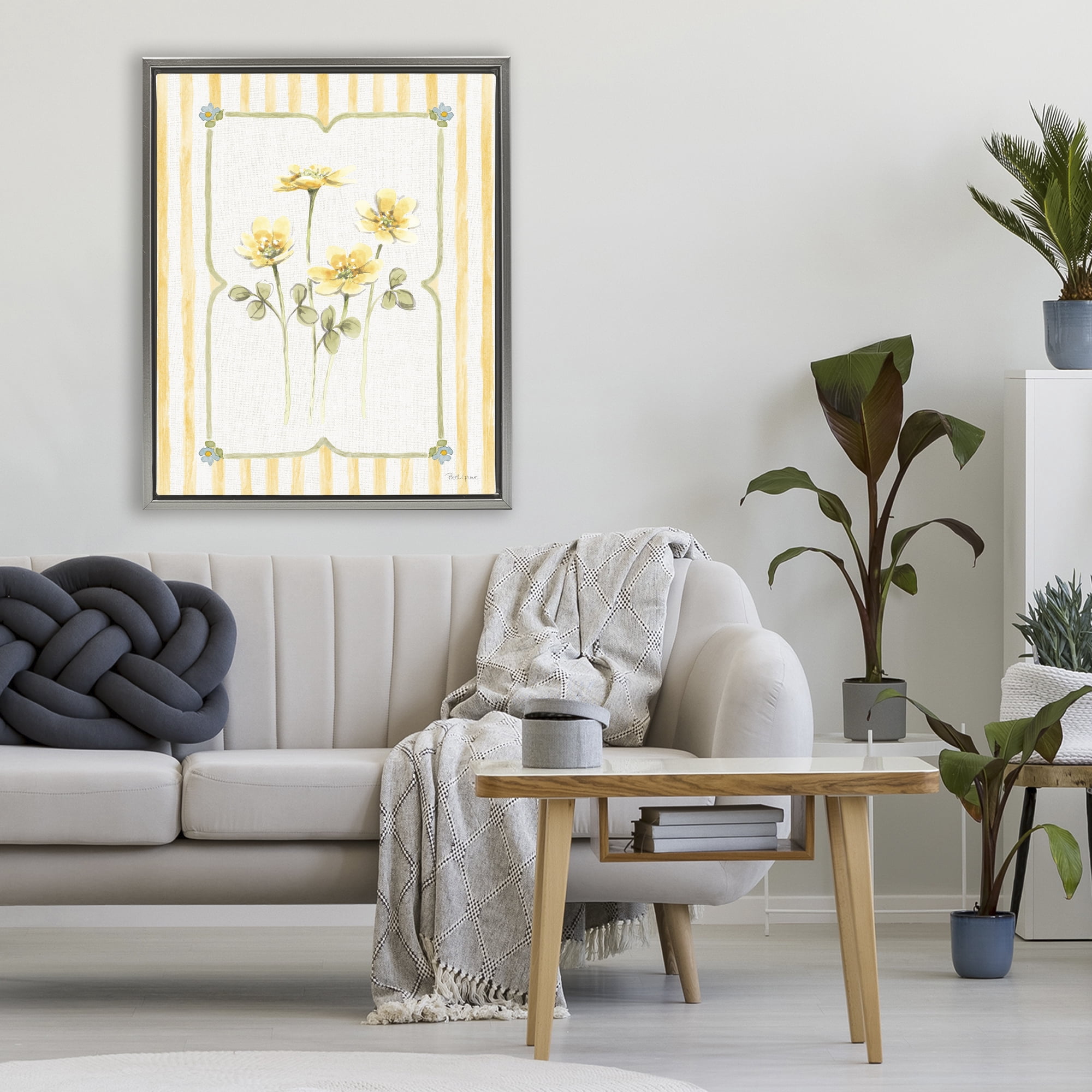 Stupell Industries Sweet Honey Florals Gray Framed Floater Canvas Wall Art, design by Beth Grove
