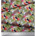 thumbnail image 2 of Soimoi Poly Georgette Fabric Tropical Leaves,Floral & Toucan Bird Fabric Prints by Yard 52 Inch Wide, 2 of 3