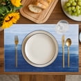 thumbnail image 4 of Navy Blue Ombre Placemats Set of 12, Modern Abstract Art Ocean Oil Painting Placemats for Dining Table, Place Mats for Kitchen Tabletop, Waterproof Wipeable Dining Table Mats Set, 4 of 9