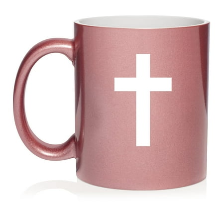 

Cross Christian Ceramic Coffee Mug Tea Cup Gift for Her Him Friend Coworker Wife Husband (11oz Rose Gold)