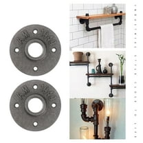 ibasenice Threaded Floor Flange Iron Fittings Black for Shelving Construction 2Pcs 3.3 x 3.3 x 0.1in