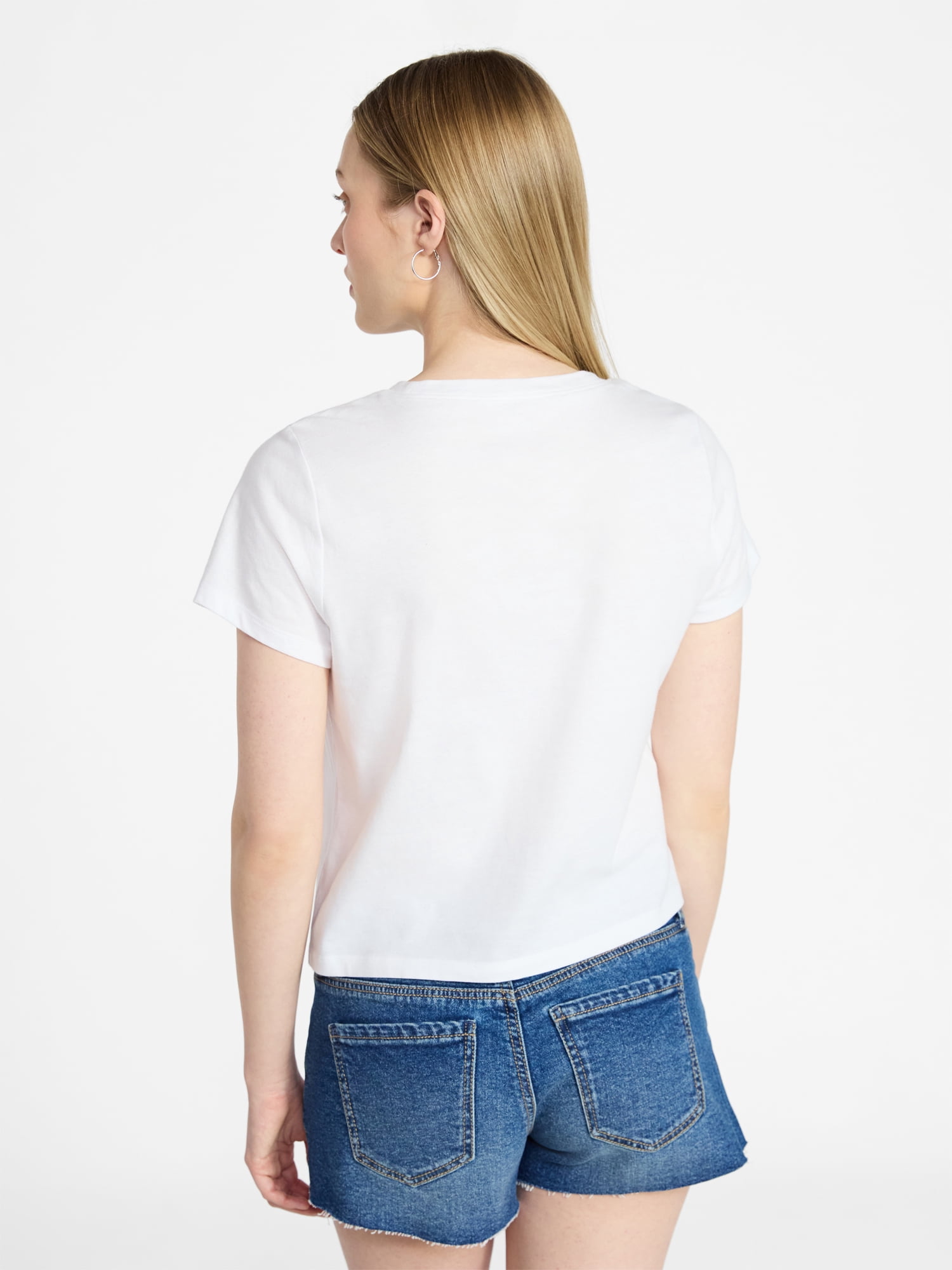No Boundaries Cropped Cotton Tee with Short Sleeves, Women’s XXS-XXL