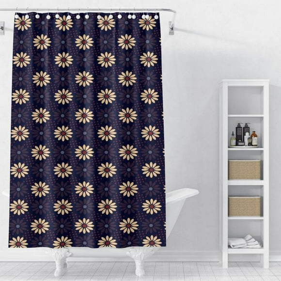 Watercolor Floral Shower Curtain,Yellow Daisy Printed Bathtub Showers Waterproof Polyester Design Decorative Bathroom with 12 Hooks 72*72"