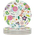 thumbnail image 2 of Round Drink Coasters, 1 Pcs Colorful Insects and Flowers Absorbent Ceramic Coaster with Cork Base for Coffee Cups Housewarming Gift for Home Decor, 2 of 6