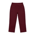 thumbnail image 5 of Petite Capris for Women Petite Length Pull on High Waist Tummy Control Athletic Exercise Yoga Leggings Summer Workout Stretchy Below Knee Long Shorts Jegging with Pockets Wine XL, 5 of 8