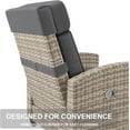 thumbnail image 6 of 2PCS Outdoor Recliner Chair, Rattan Patio Recliner with Air Pump, Adjustable Backrest & Footrest, 150° Lay Flat, Wicker Lounge Recliner Patio Chair with Flip-Up Table and Removable Cushion, Grey, 6 of 7