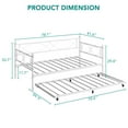 thumbnail image 6 of Luku Twin Daybed with Trundle and Headboard, Steel Slat Support, White, 6 of 8