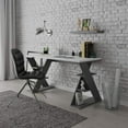 thumbnail image 1 of JV Home Papillon Collection 55 inch Office Desk Long Home Office Table for Study ,Work, Laptop, Writing Table, Workstation Dark Grey - White, 1 of 7
