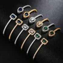 Temperament Famous Brand Simple Copper Inlaid Zircon Open Adjustable Bracelet