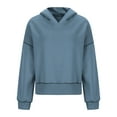 thumbnail image 6 of YUGYXL Fall Winter Cropped Hoodies for Women Casual Long Sleeve Drop Shoulders Hooded Pullover Loose Relaxed Sweatshirt Blue M, 6 of 7