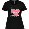 thumbnail image 3 of Inktastic Let's Go to Paris with Pink Heart and Eiffel Tower Women's Plus Size T-Shirt, 3 of 5