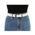 thumbnail image 4 of INSPIRE CHIC Women's Solid Color Faux Leather Belt Metal Pin Buckle Waist Belts 119cm/46.85" White, 4 of 4