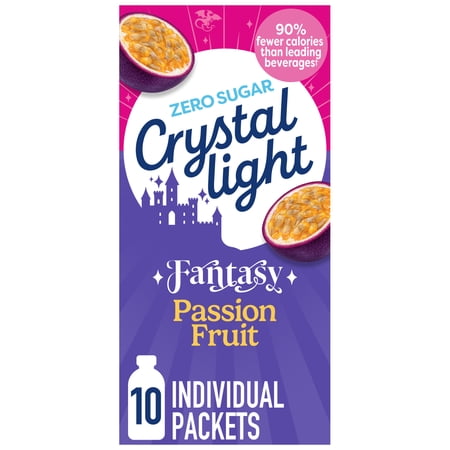 Crystal Light Drink Mix, 10 Individual Packets, Hydration for Book Lovers and Fantasy Readers, Passion Fruit Artificial Flavor, Zero Sugar, No Artificial Dyes, 0.12 oz