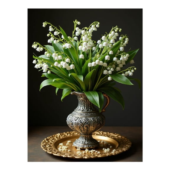 Diamond Art Kit for Adults, Lily Of The Valley In Silver Vase Diamond Painting for Adults Beginners, DIY Diamond Art Painting Kits, 5D Diamond Painting Crafts for Home Decor 12x16 Frameless