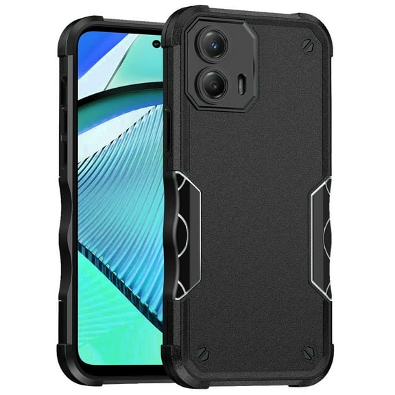 Designed for Motorola Moto G Power 5G 2024 Back Hybrid Slim Fit Thin Lightweight Hard PC Bumper Frame 2in1 Shockproof Armor Protection Phone Case Cover [Black]