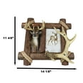 thumbnail image 2 of Rustic Buckhorn Stag Deer Trophy Bust And Antlers With Wooden Logs Picture Frame, 2 of 10