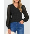 thumbnail image 3 of Cogild Women V-Neck Ribbed Knit Sweaters for Womens with Puff Lace Long Sleeves Shirts Top for Office Everyday Wear, 3 of 6