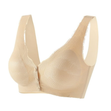 Sport Bra Women Back-Smoothing Bra Feature V-Neck Demi & Balconette Bra Style W-1598 Khaki L