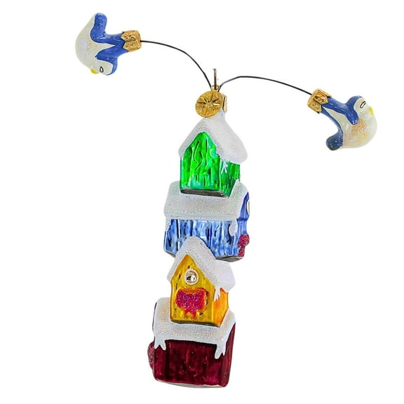 Christopher Radko Company 4.75In Tweets Mobile, Glass, Ornament Birdhouse Bluebird 992410