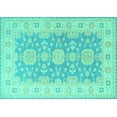 thumbnail image 1 of Ahgly Company Machine Washable Indoor Rectangle Oriental Turquoise Blue Traditional Area Rugs, 7' x 9', 1 of 4