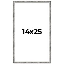 14x25 Frame Silver Grey Distressed Solid Wood Picture Frame | 0.75 Inch Moulding Width | Interior