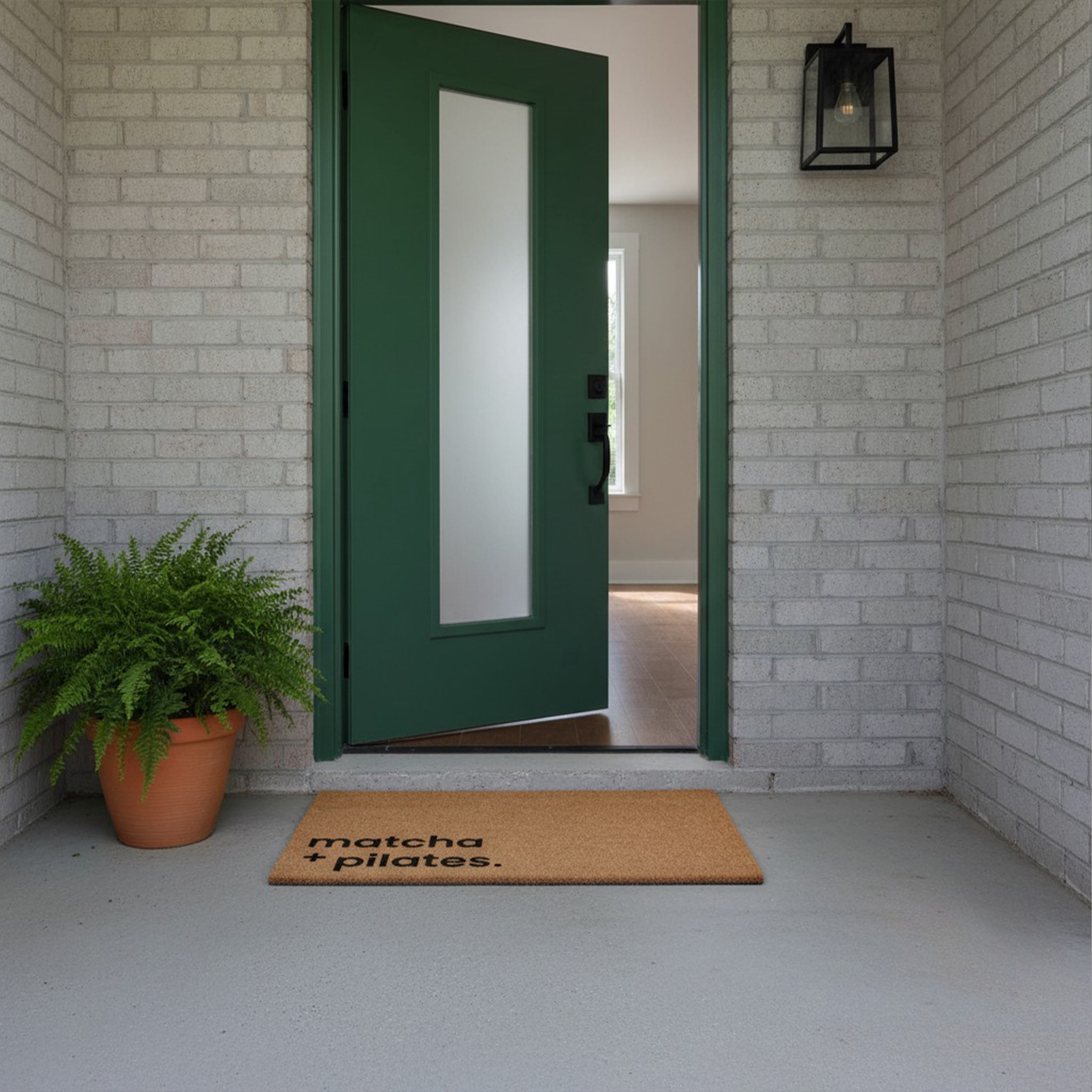 Matcha + Pilates Non Slip Vinyl Backing, Front Door Mat, Entryway Door Mat, 24"x36"