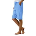 thumbnail image 5 of GEWSEY Sweat Shorts with Pockets for Women 10" Athletic Lounge Sports 3/4 Length Pants Workout Drawstring Bermuda Knee Shorts (Blue, M), 5 of 9