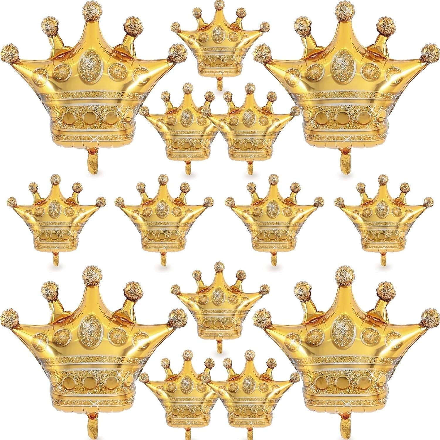 GuassLee 14PCS Crown Balloons Gold Foil Crown Balloon for Birthday Wedding Party Baby Shower Decorations 4 Giant and 10 Mini Size