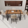 thumbnail image 3 of Modern Dining Table Set for 4, 5-Piece Kitchen Table Set, 59 Inch Rectangular Wood Dining Table with 4 Suede Chairs Suitable for Kitchen, Dining Room, 3 of 9