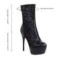 thumbnail image 5 of PEASKJP Escarpins à Talons Hauts Bout Rond pour Femmes Chaussures de Soirée de Mariage, Noir 38, 5 of 5