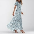 thumbnail image 7 of Women's Floral Maxi Dress Short Sleeve V Neck Ruffle Hem Summer Beach Boho Dresses Casual Flowy A-Line Sundress, 7 of 7
