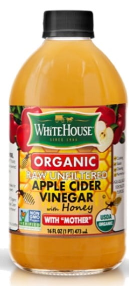 White House Organic, Raw Unfiltered Apple Cider Vinegar with Mother & Honey, 16 fl oz